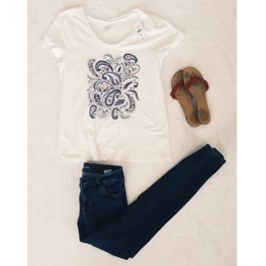 LOFT Paisley Print Tee in Red, White, and Blue